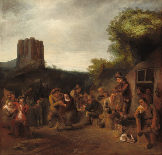 Conviviality Near the Inn by Constantijn van Renesse (Dutch, 1626 - 1680), 16X12"(A3)Poster Print