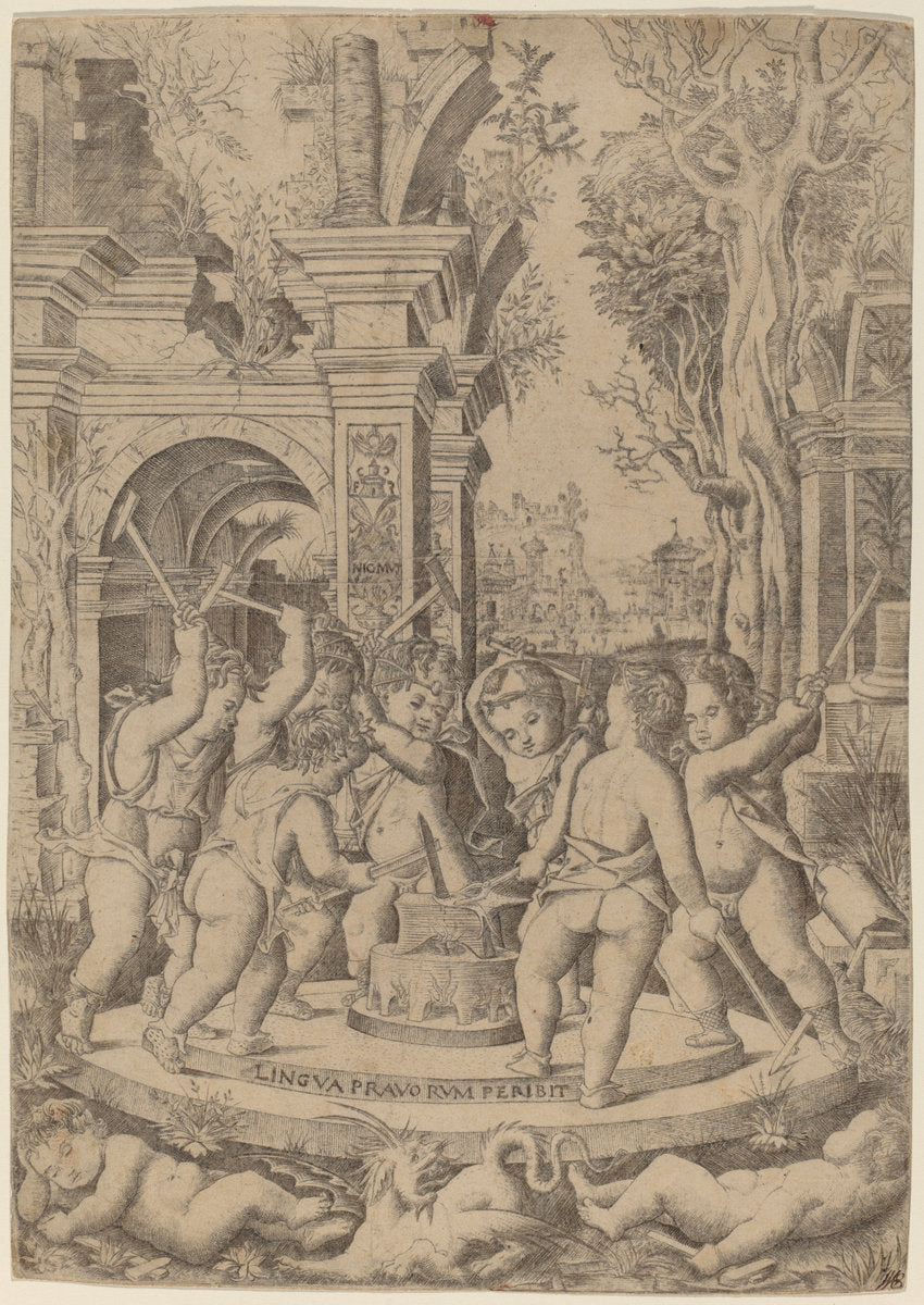 Fate of an Evil Tongue by Nicoletto da Modena (Italian, active 1500/1512), 16X12"(A3)Poster Print