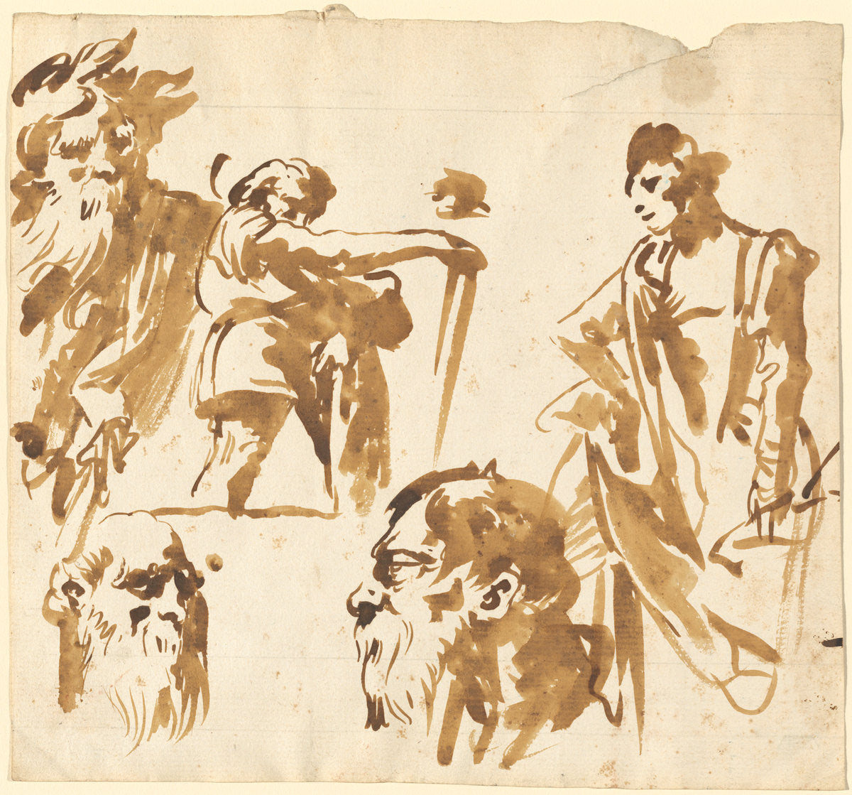 Figures and Faces by Giovanni Domenico Tiepolo (Venetian, 1727 - 1804), 16X12"(A3)Poster Print