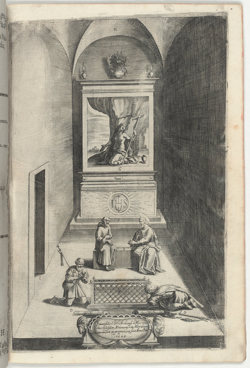Interior of the Chapel of Mary Magdelene (Interno della cappella della Maddalena) [plate H] by Jacopo Ligozzi (artist), Anonymous engraver possibly Domenico Falcini, Lino Moroni (author) (Italian, 1547 - 1627), 16X12"(A3)Poster Print