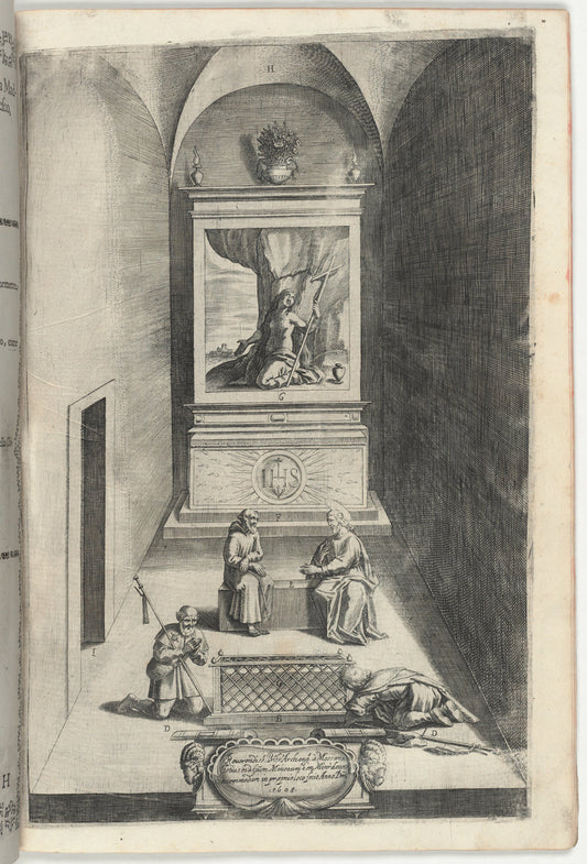 Interior of the Chapel of Mary Magdelene (Interno della cappella della Maddalena) [plate H] by Jacopo Ligozzi (artist), Anonymous engraver possibly Domenico Falcini, Lino Moroni (author) (Italian, 1547 - 1627), 16X12"(A3)Poster Print