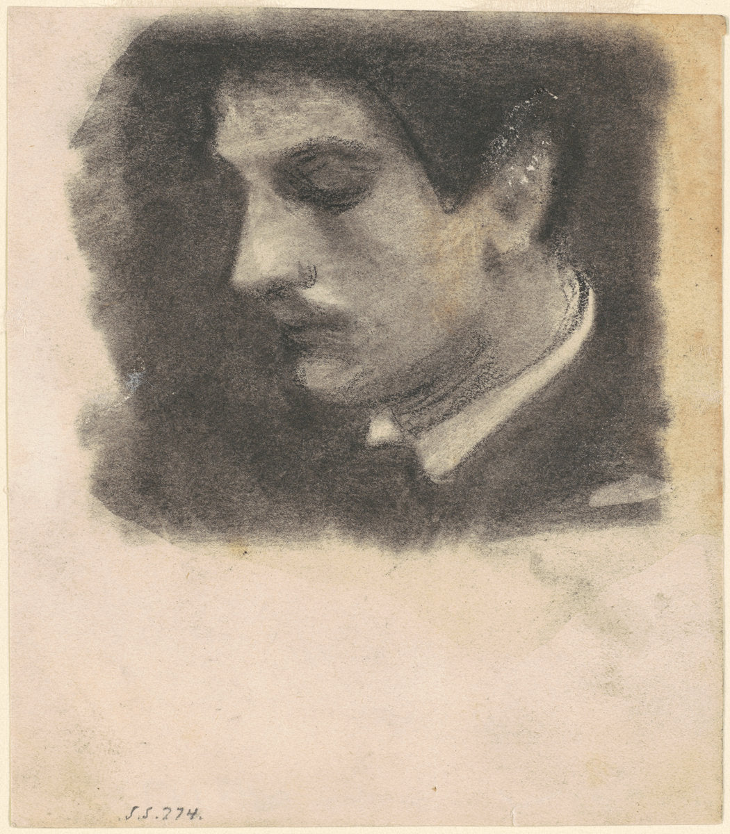 Head of a Man by John Singer Sargent (American, 1856 - 1925), 16X12"(A3)Poster Print