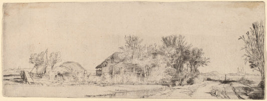 Landscape with a Road beside a Canal by Rembrandt van Rijn (Dutch, 1606 - 1669), 16X12"(A3)Poster Print