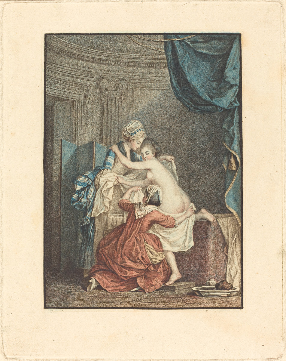 Le bain (The Bath) by Nicolas François Regnault after Pierre-Antoine Baudouin (French, 1746 - 1810), 16X12"(A3)Poster Print