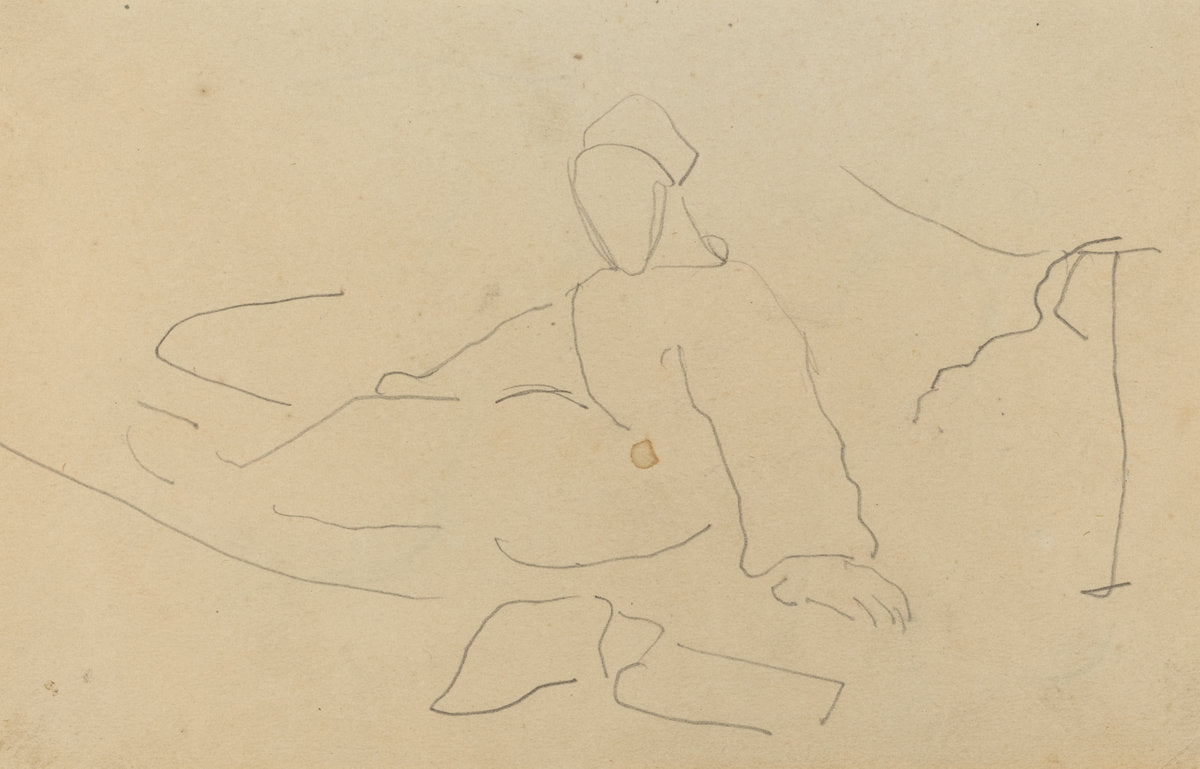 Figure Seated on the Ground [recto] by Paul Gauguin (French, 1848 - 1903), 16X12"(A3)Poster Print