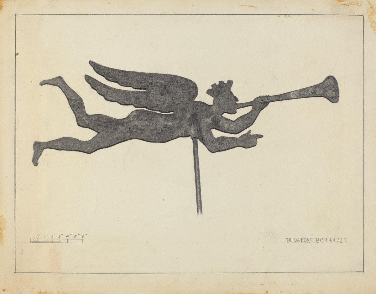 Weather Vane - Angel Gabriel by Salvatore Borrazzo (American, active c. 1935), 16X12"(A3)Poster Print