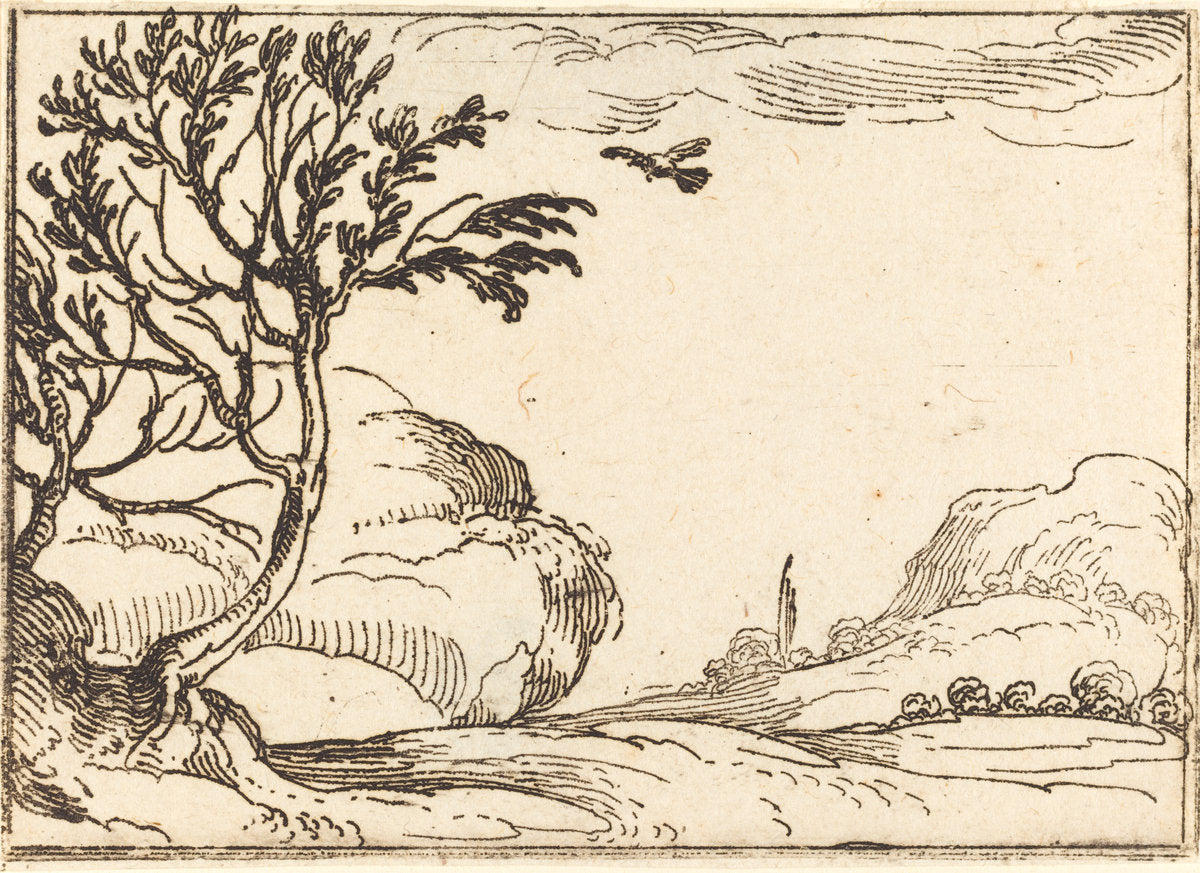 Turtle Dove Flying in the Desert by Jacques Callot (French, 1592 - 1635), 16X12"(A3)Poster Print