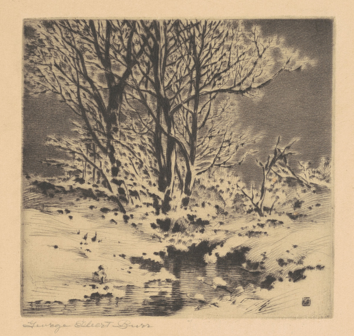 First Snow (No. 1) by George Elbert Burr (American, 1859 - 1939), 16X12"(A3)Poster Print