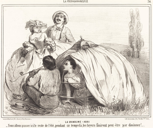 La Crinoline-Abri by Charles Vernier (French, 1831 - 1887), 16X12"(A3)Poster Print