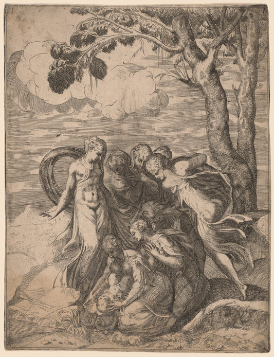 The Finding of Moses by Battista Angolo del Moro (Italian, c. 1515 - 1573), 16X12"(A3)Poster Print