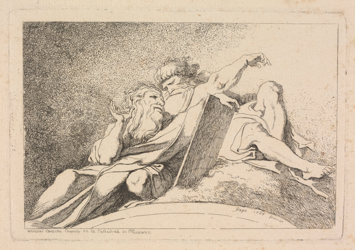 The Two Prophets by Jean-Honoré Fragonard after Annibale Carracci (French, 1732 - 1806), 16X12"(A3)Poster Print