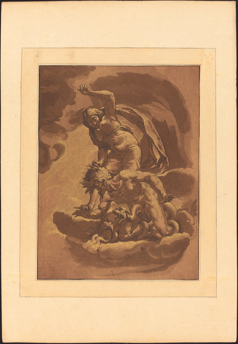 Virtue Overcoming Vice by Katharina Prestel after Jacopo Ligozzi (German, 1747 - 1794), 16X12"(A3)Poster Print