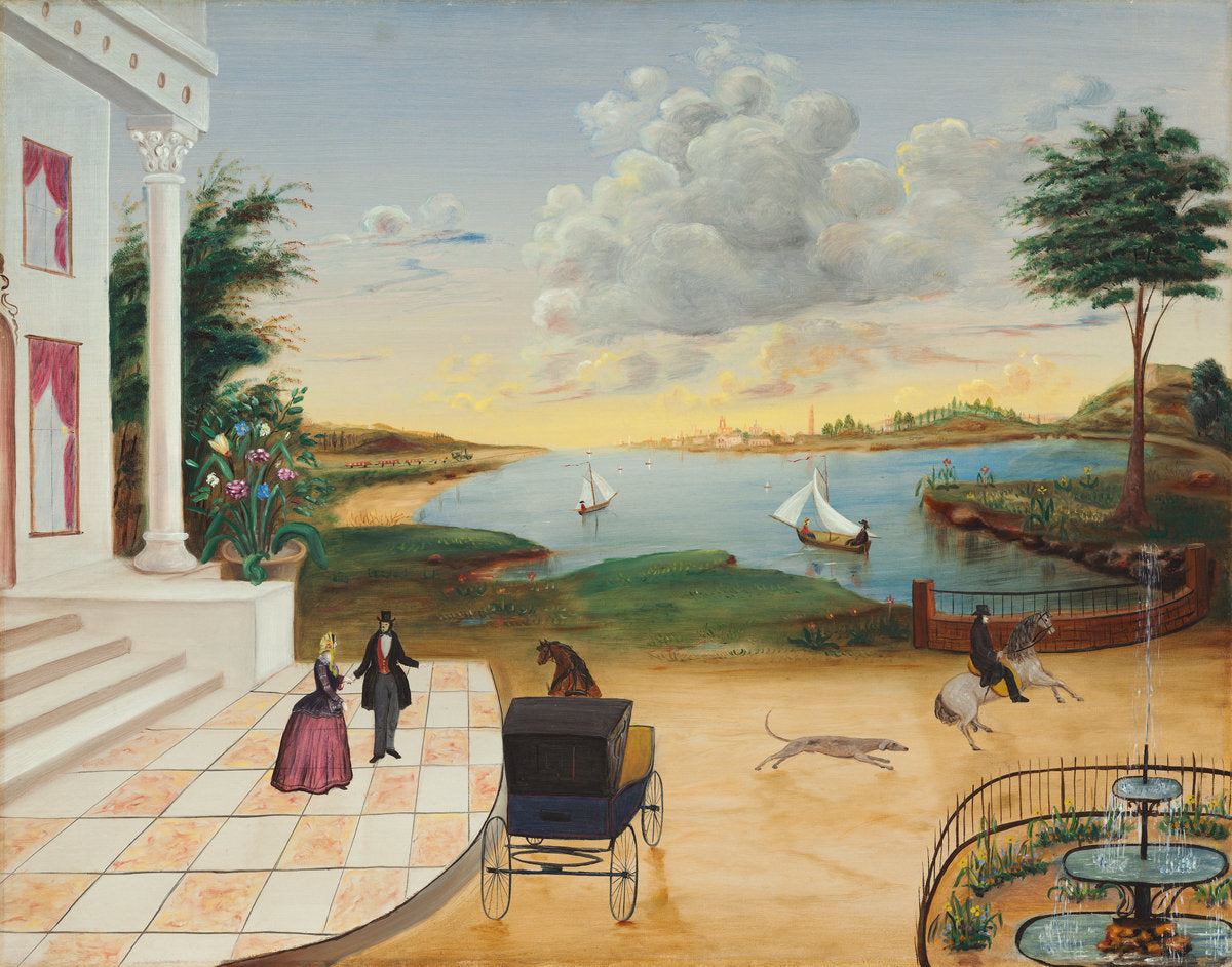 c. 1850/1855 by American 19th Century (Leaving the Manor House), 16X12"(A3)Poster Print