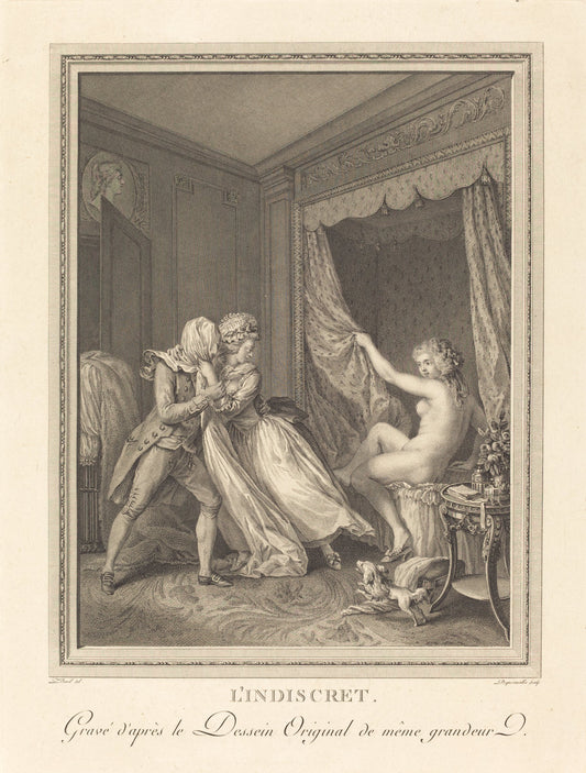 L'Indiscret by Francois-Nicolas-Barthelemy Dequevauviller after Antoine Borel (French, 1745 - c. 1807), 16X12"(A3)Poster Print