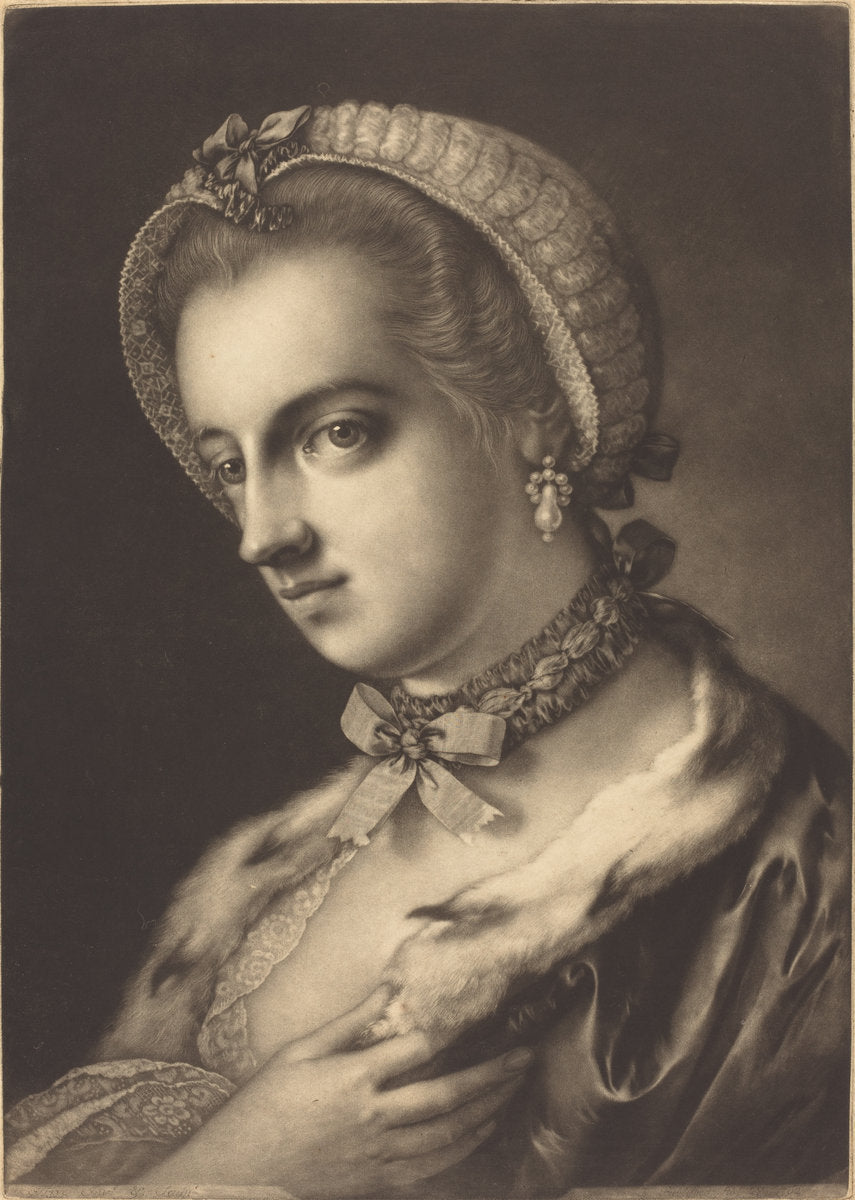 Imaginary Portrait of an English Beauty by Thomas Frye (Irish, 1710 - 1762), 16X12"(A3)Poster Print