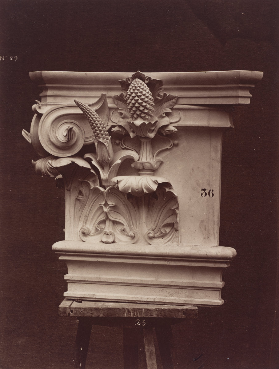 Ornamental Sculpture from the Paris Opera House (Column Detail) by Louis-Émile Durandelle (French, 1839 - 1917), 16X12"(A3)Poster Print