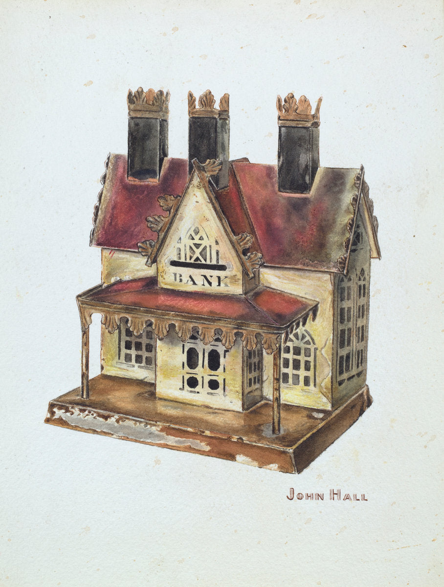 Painted Tin Toy Bank by John Hall (American, active c. 1935), 16X12"(A3)Poster Print