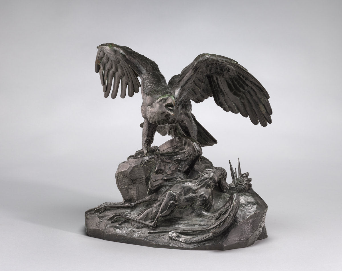 Eagle Holding a Heron by Antoine-Louis Barye (French, 1795 - 1875), 16X12"(A3)Poster Print