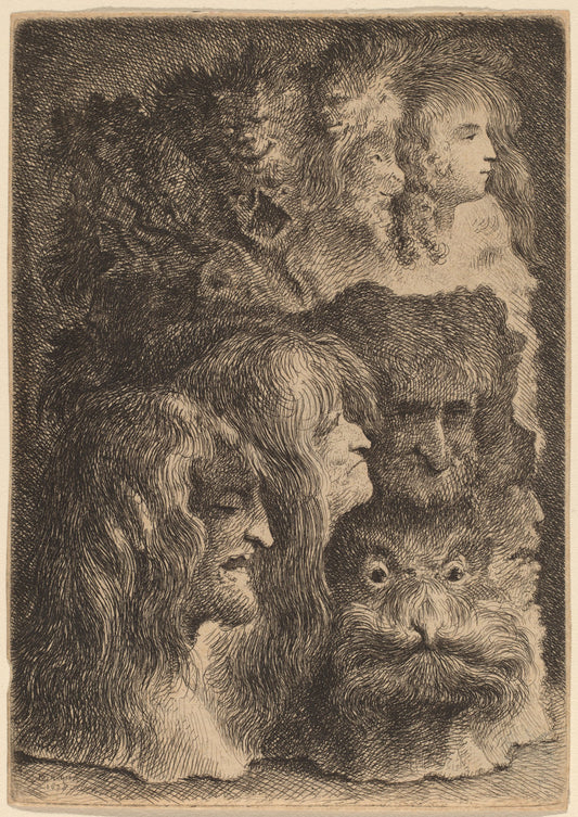 Fantastic Heads by Jacques de Gheyn III (Dutch, probably 1599 - 1657), 16X12"(A3)Poster Print