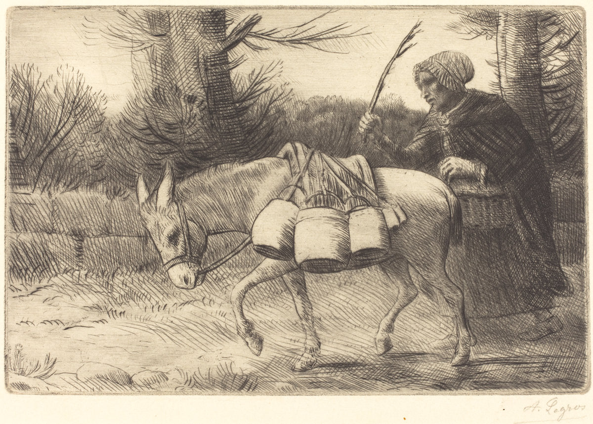Milkmaid of Boulogne, 3rd plate (Laitiere a Boulogne) by Alphonse Legros (French, 1837 - 1911), 16X12"(A3)Poster Print