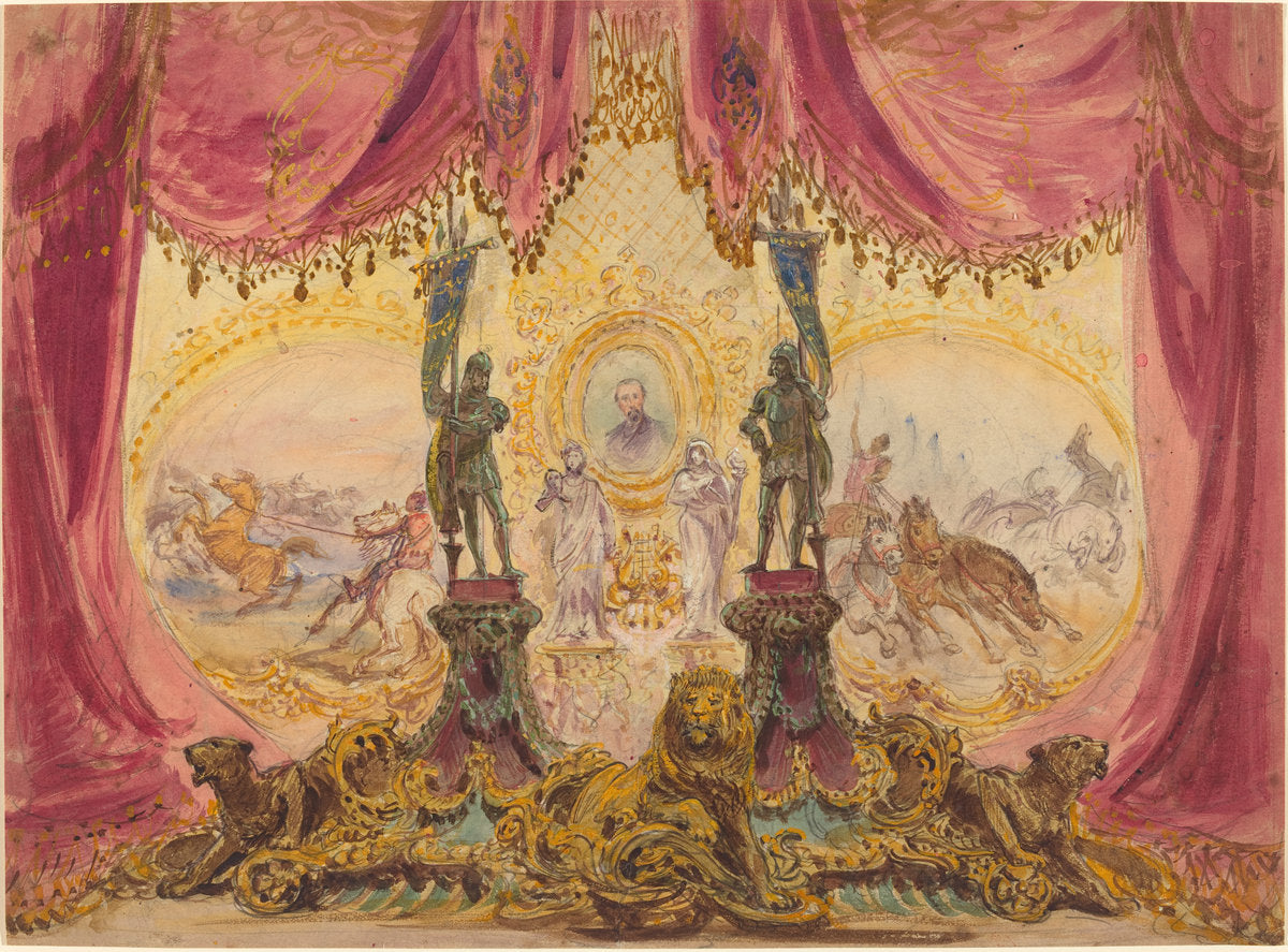 Stage Set With Paintings And Statues by Robert Caney (British, 1847 - 1911), 16X12"(A3)Poster Print