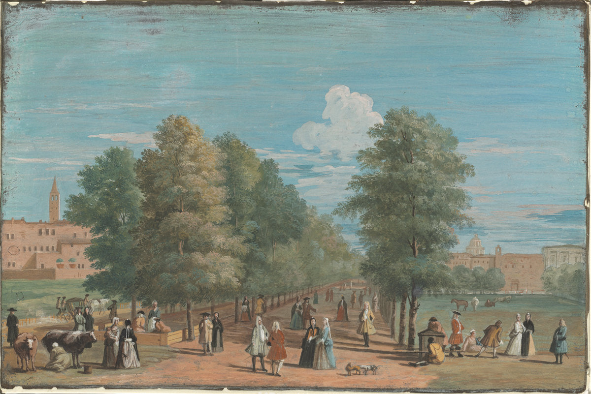 The Mall from Saint James' Park by Attributed to Marco Ricci (Venetian, 1676 - 1729), 16X12"(A3)Poster Print
