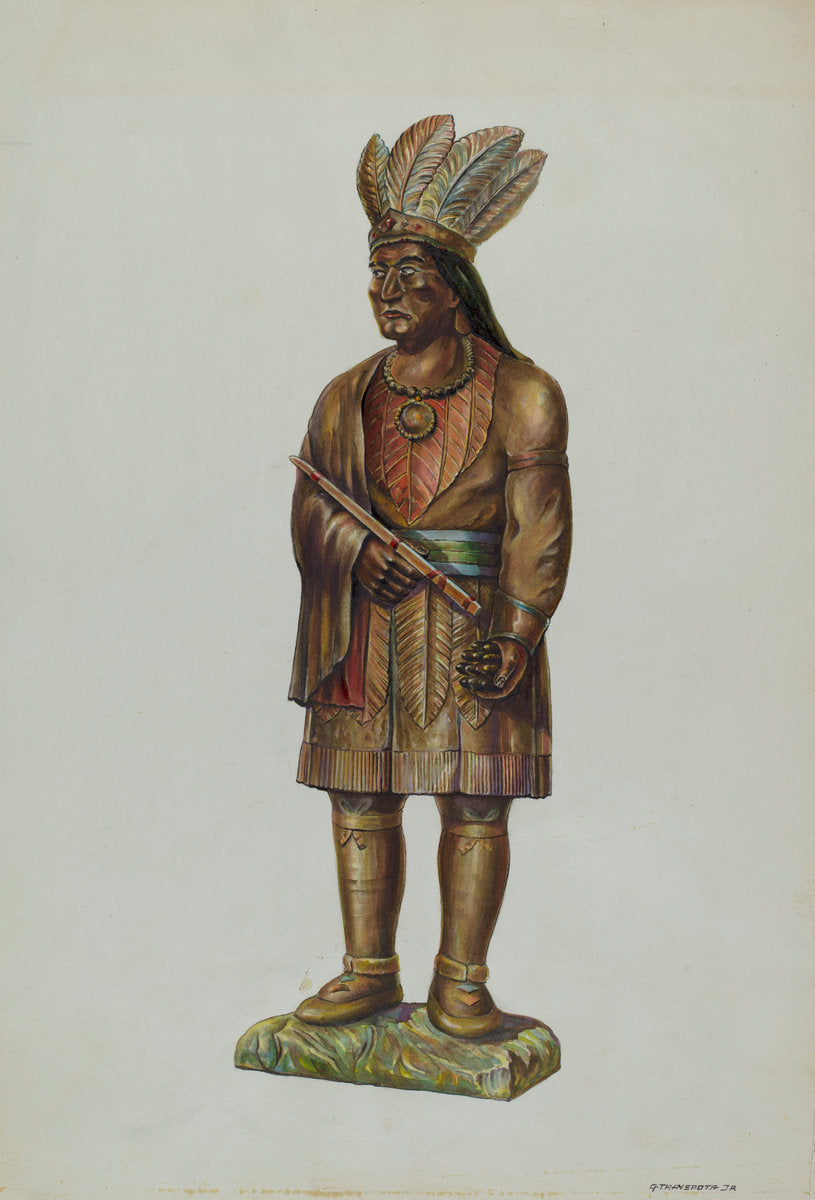 Cigar Store Indian by Gerald Transpota (American, active c. 1935), 16X12"(A3)Poster Print