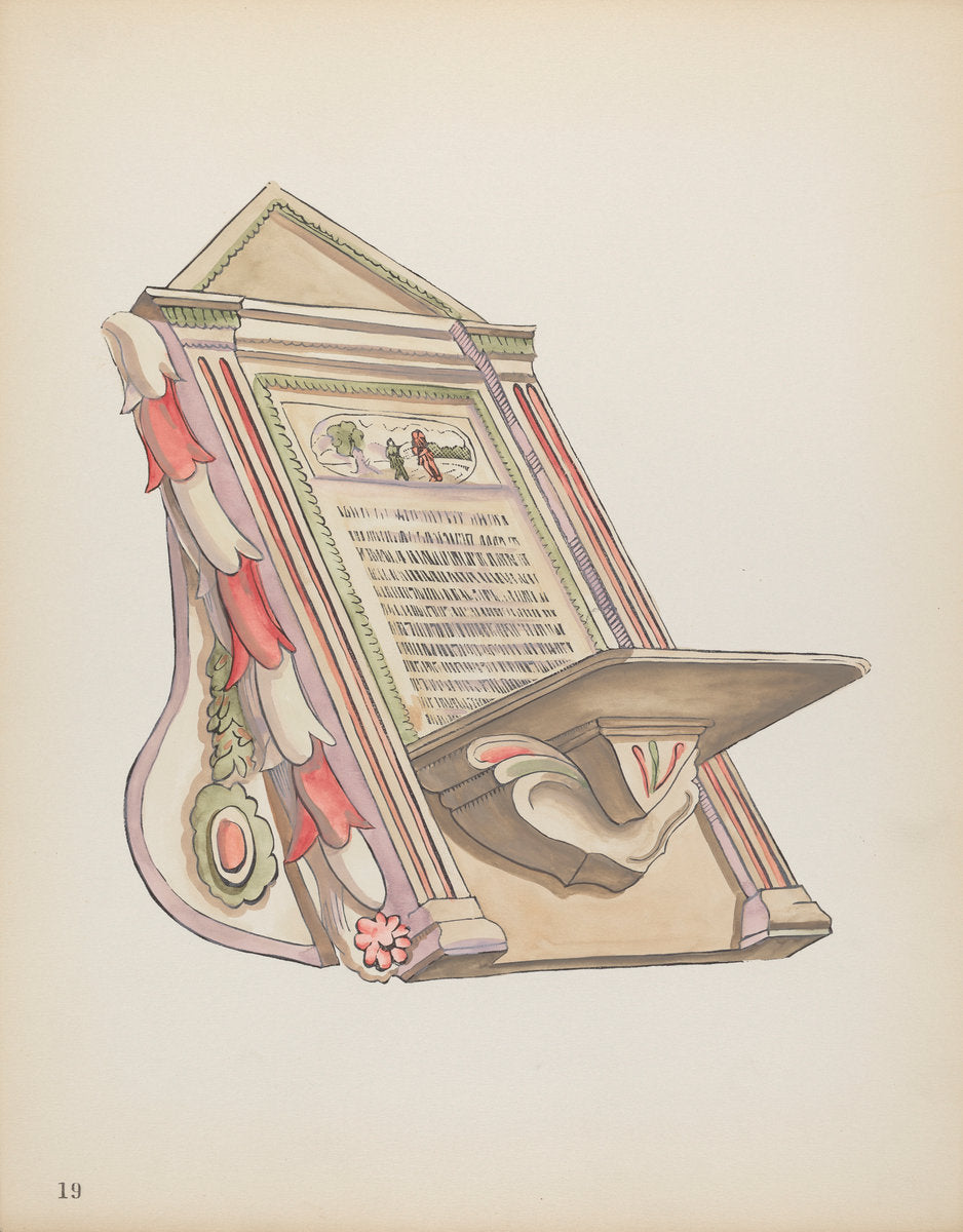 1935/1942 by American 20th Century (Plate 19: Reading Stand, Chimayo: From Portfolio "Spanish Colonial Designs of New Mexico"), 16X12"(A3)Poster Print