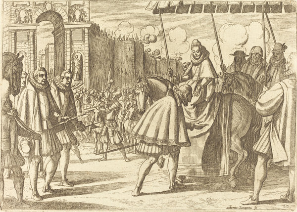 Triumphal Entry of Margaret of Austria by Antonio Tempesta (Florentine, 1555 - 1630), 16X12"(A3)Poster Print