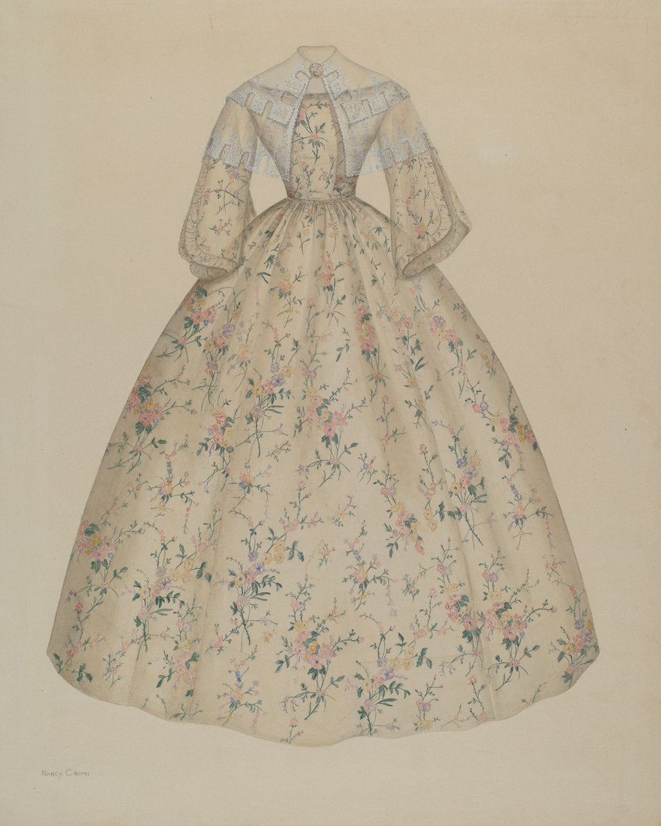 Dress with Cape Collar by Nancy Crimi (American, active c. 1935), 16X12"(A3)Poster Print