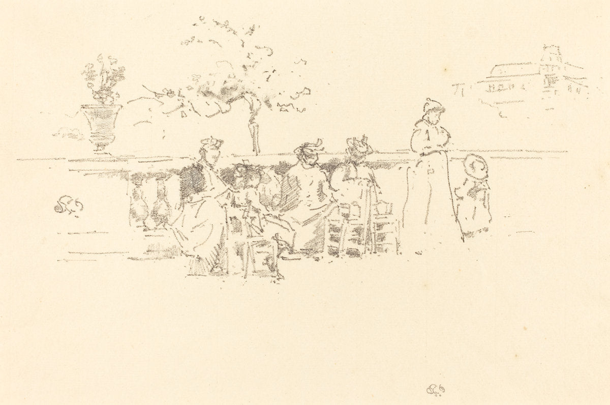 The Terrace, Luxembourg by James McNeill Whistler (American, 1834 - 1903), 16X12"(A3)Poster Print
