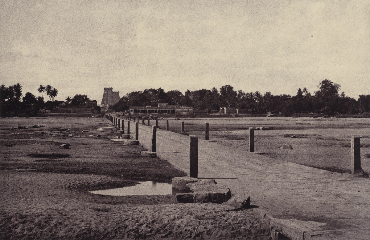 Madura: The Vygay River, with Causeway, across to Madura by Linnaeus Tripe (British, 1822 - 1902), 16X12"(A3)Poster Print
