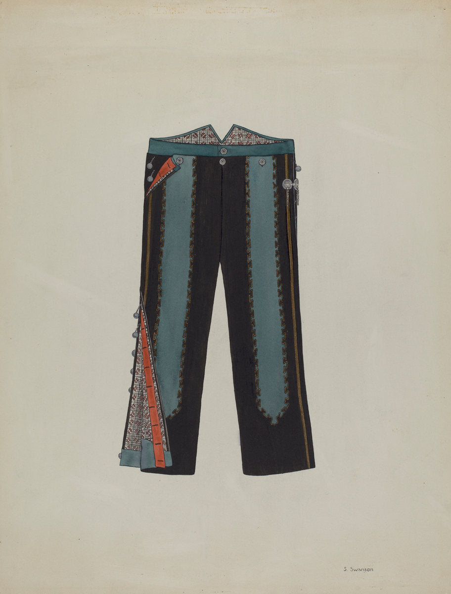 Man's Trousers by Syrena Swanson (American, active c. 1935), 16X12"(A3)Poster Print