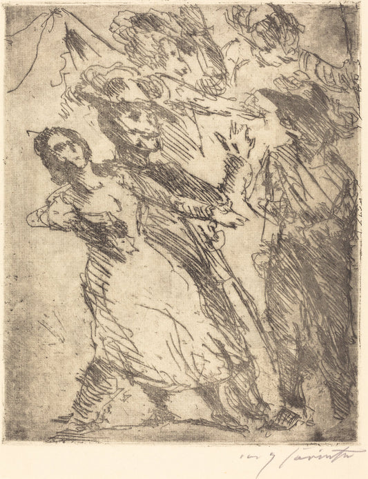 Cavaliers with a Woman by Lovis Corinth (German, 1858 - 1925), 16X12"(A3)Poster Print