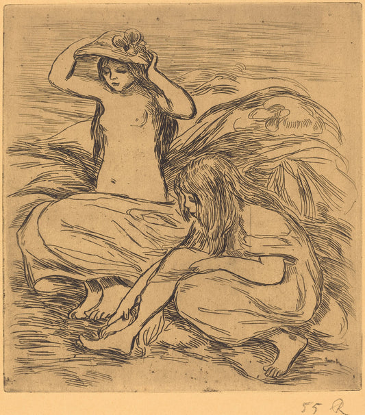 The Two Bathers (Les deux baigneuses) by Auguste Renoir (French, 1841 - 1919), 16X12"(A3)Poster Print