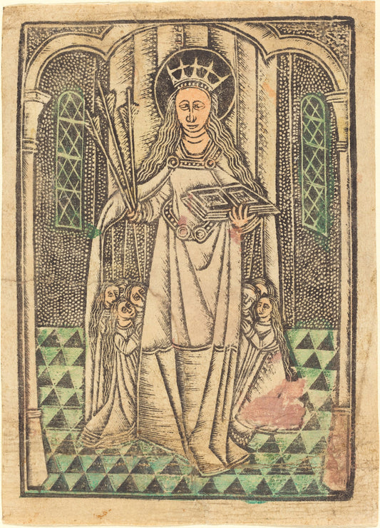 in or after 1480 by German 15th Century or Master of the Protective Saints of Cologne (Saint Ursula as Protectress), 16X12"(A3)Poster Print