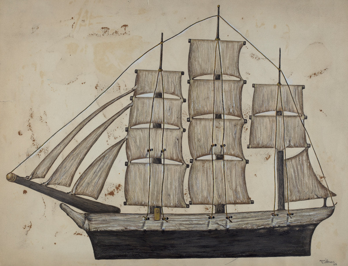 Pa. German Ship by Marie Lutrell (American, active c. 1935), 16X12"(A3)Poster Print