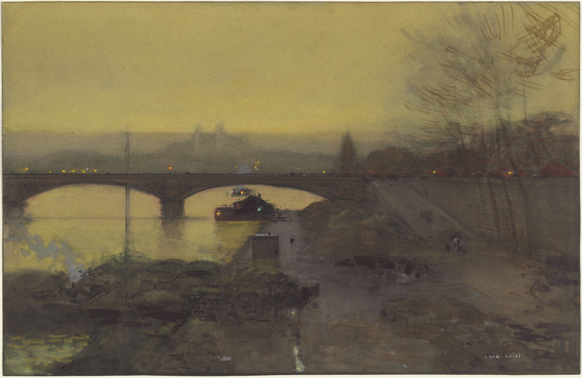 The Pont d'Alma at Twilight by Luigi Aloys François Joseph Loir (French, 1845 - 1916), 16X12"(A3)Poster Print