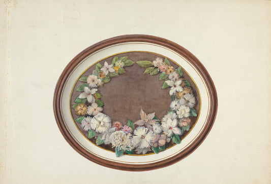 Feather Wreath Oval Frame by Esther Hansen and Edith Towner (American, active c. 1935), 16X12"(A3)Poster Print