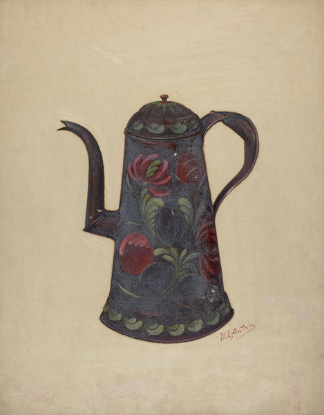 Toleware Coffee Pot by William L. Antrim (American, active c. 1935), 16X12"(A3)Poster Print