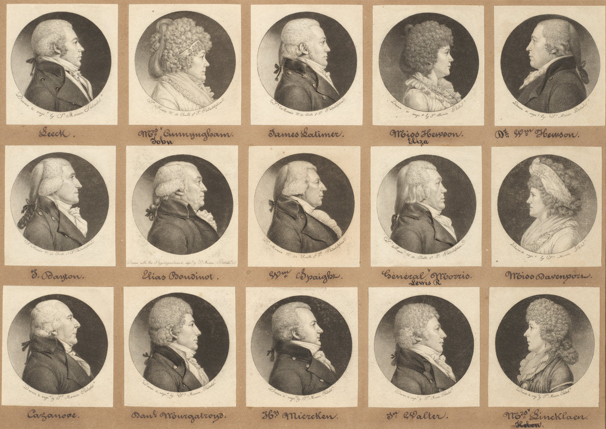Saint-Mémin Collection of Portraits, Group 9 by Charles B. J. Févret de Saint-Mémin (French, 1770 - 1852), 16X12"(A3)Poster Print