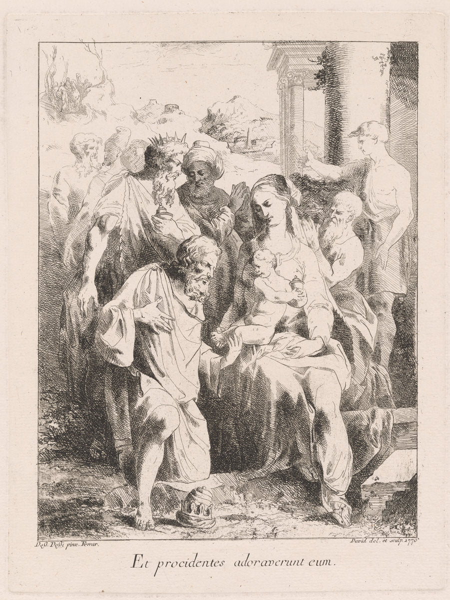 Adoration of the Magi by Giovanni David, after Battista Dossi (Italian, 1743 - 1790), 16X12"(A3)Poster Print