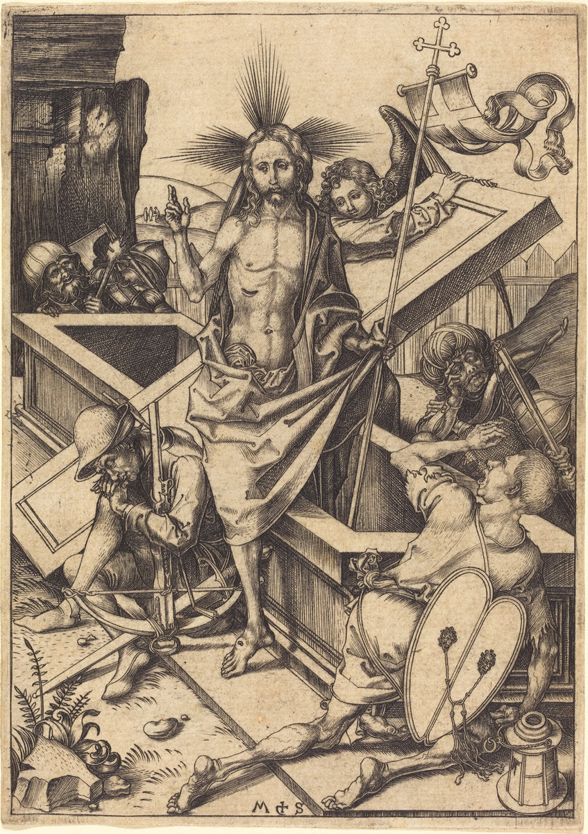 The Resurrection by Martin Schongauer (German, c. 1450 - 1491), 16X12"(A3)Poster Print