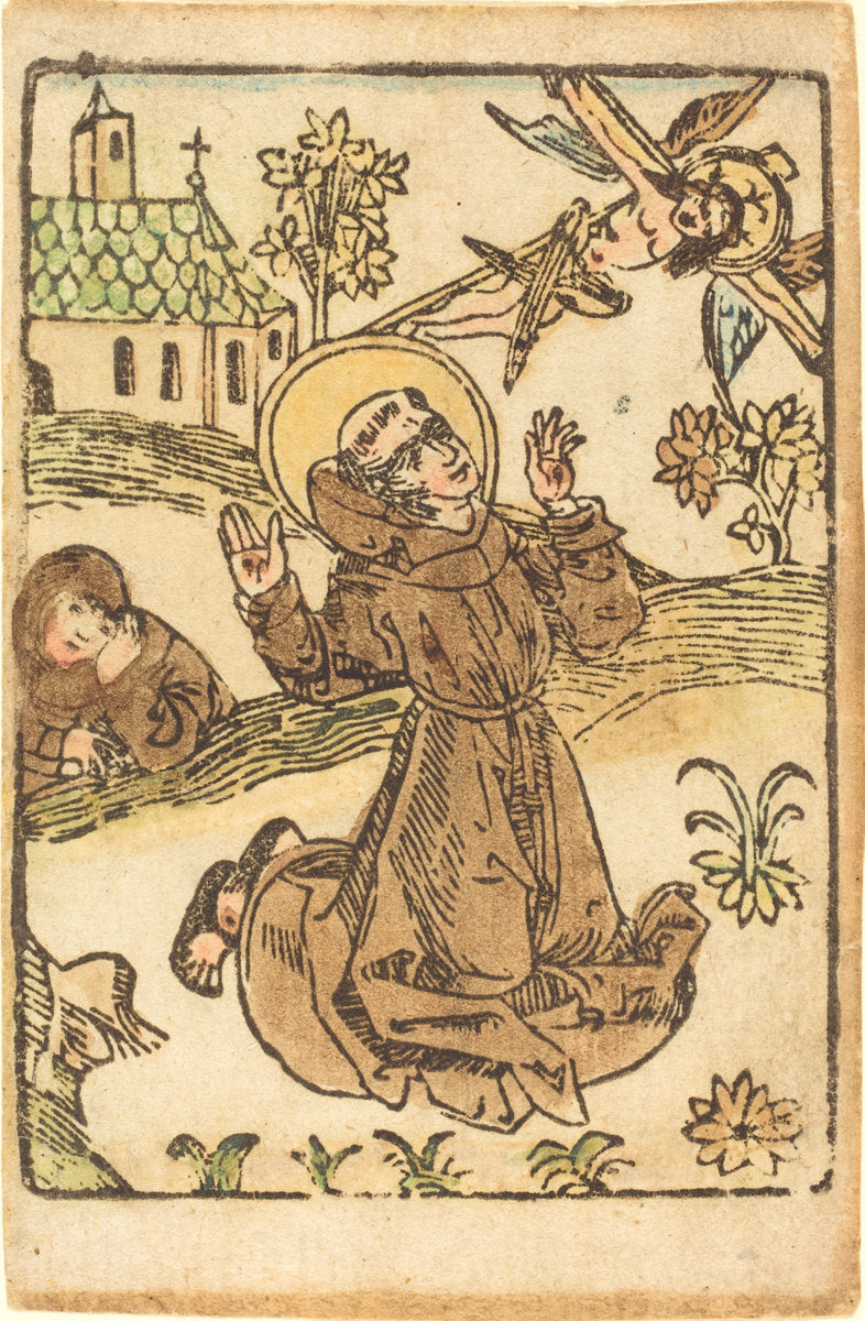 c. 1480 by German 15th Century (Saint Francis Receiving the Stigmata), 16X12"(A3)Poster Print