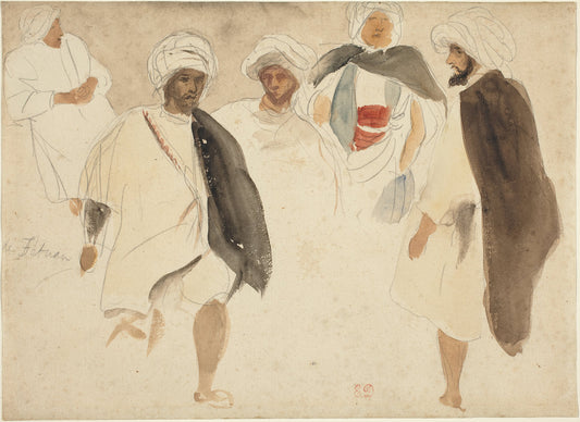 Study of Arabs by Eugène Delacroix (French, 1798 - 1863), 16X12"(A3)Poster Print