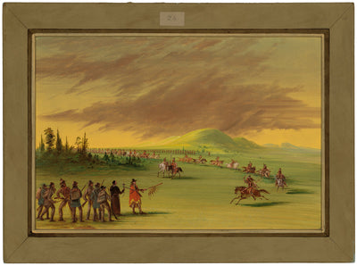 La Salle Meets a War Party of Cenis Indians on a Texas Prairie.  April 25, 1686 by George Catlin (American, 1796 - 1872), 16X12"(A3)Poster Print