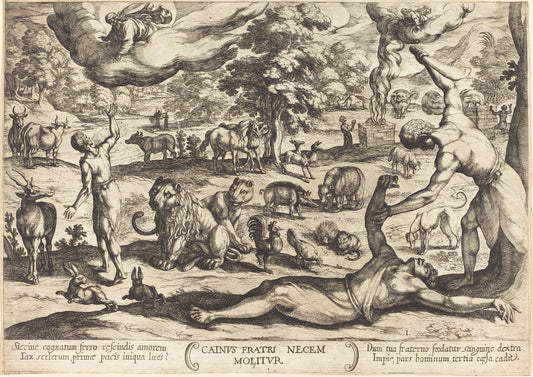 Cain Kills His Brother Abel by Antonio Tempesta (Florentine, 1555 - 1630), 16X12"(A3)Poster Print