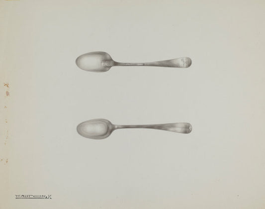Silver Demi-tasse Spoon by Kalamian Walton (American, active c. 1935), 16X12"(A3)Poster Print