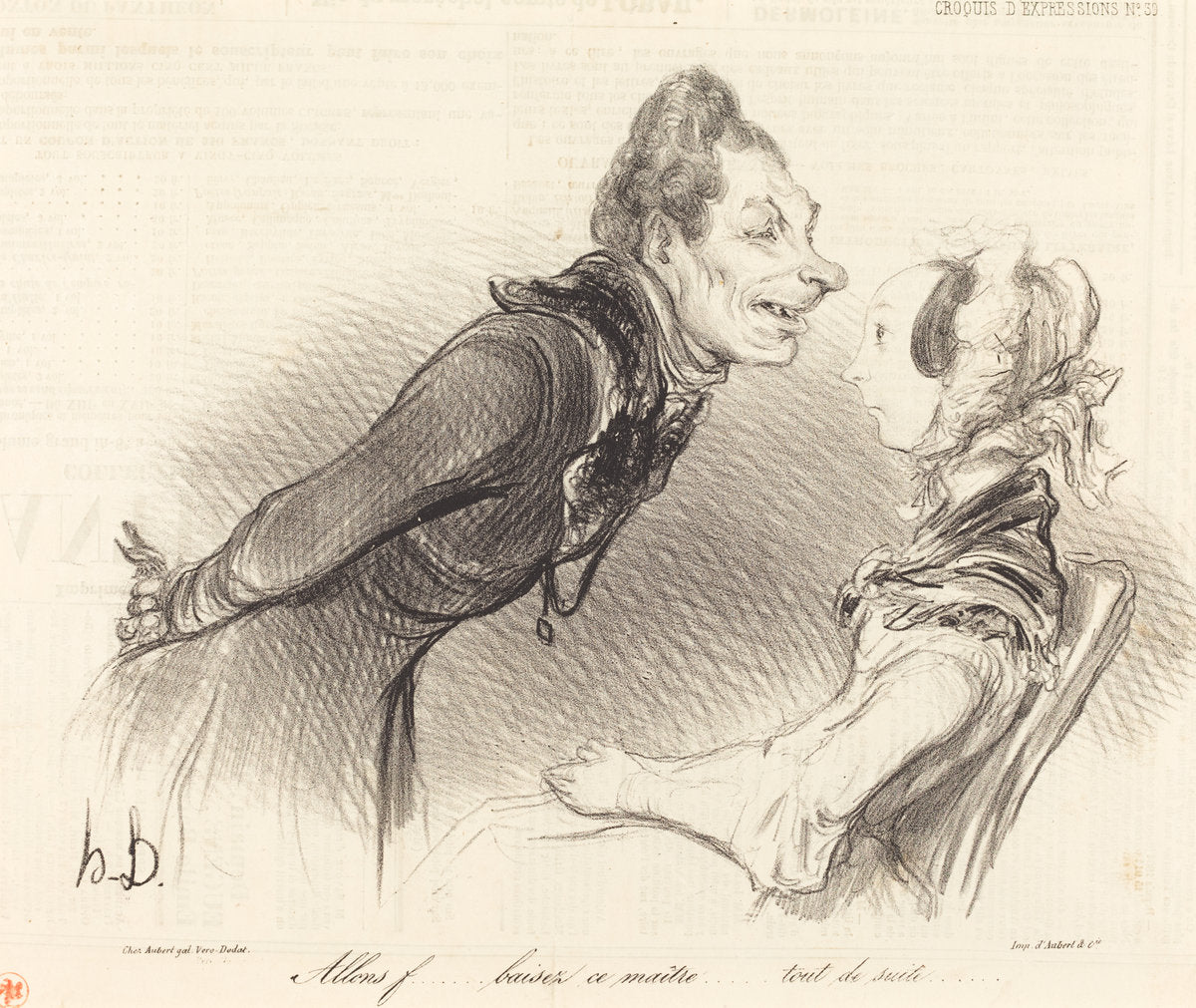 Allons... baisez ce maitre... tout de suite... by Honoré Daumier (French, 1808 - 1879), 16X12"(A3)Poster Print
