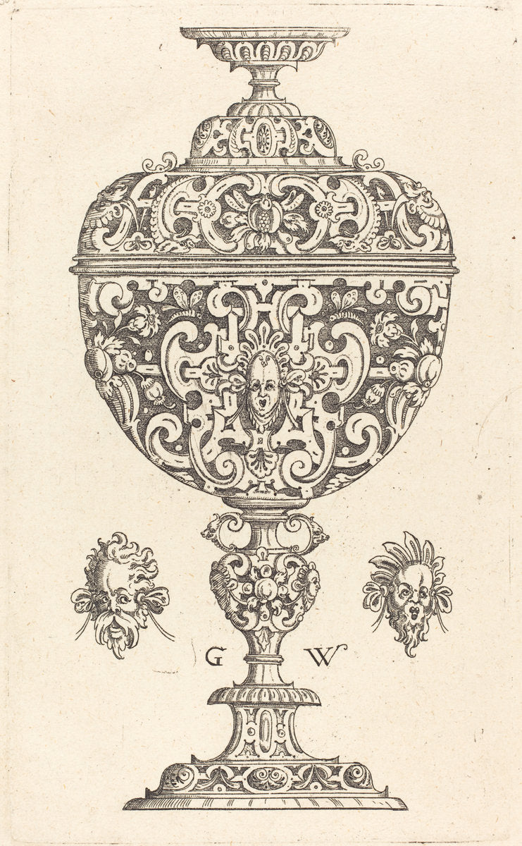 Goblet decorated with a masque with open mouth by Georg Wechter I (German, c. 1526 - 1586), 16X12"(A3)Poster Print
